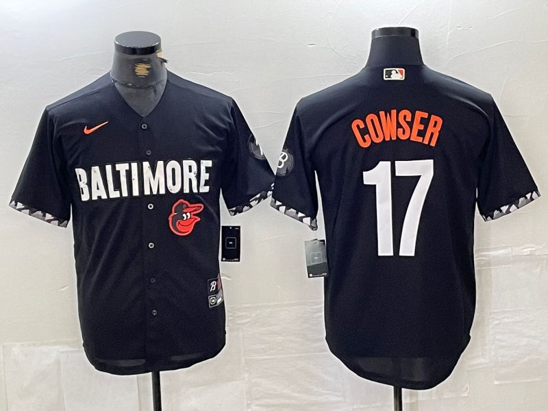 Men Baltimore Orioles 17 Cowser Black City Edition Nike 2024 MLB Jersey style 1